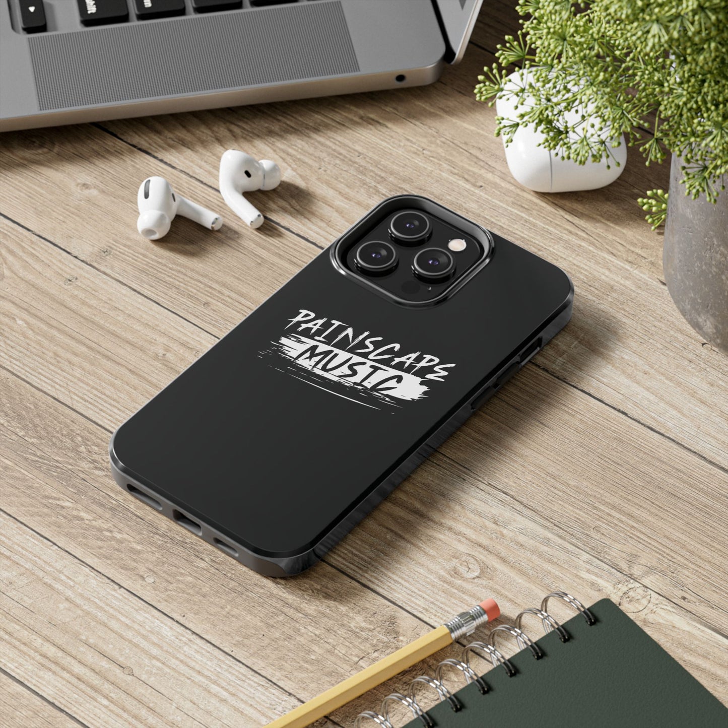 Tough Phone Case — "Painscape Music" Black Protective Phone Cover